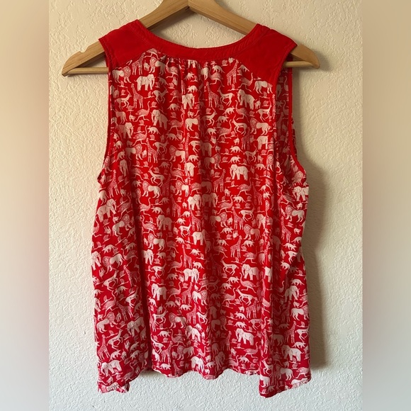 Maeve Melange Safari Red Elephant Print Sleeveless Top - 16W - Picture 4 of 7